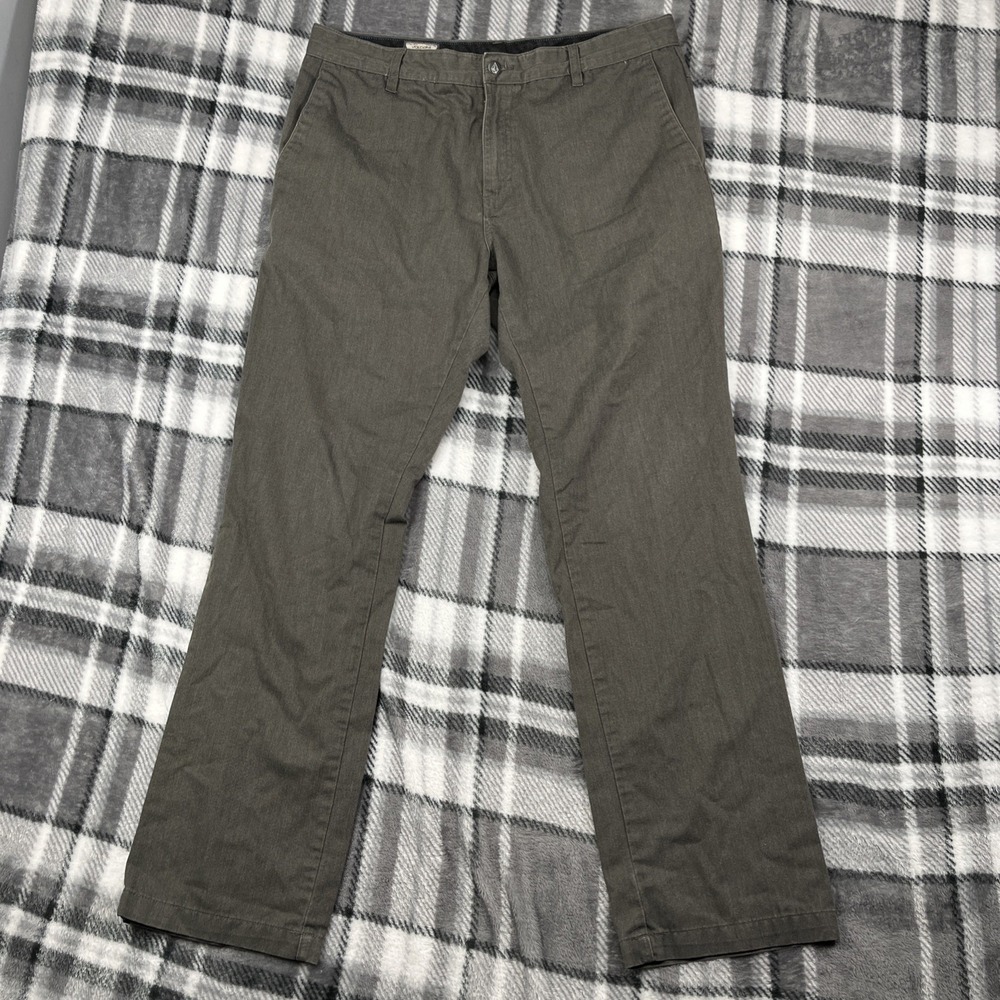 Volcom Corpo Class Chino Pant Mens 36x33" Frickin Modern Gray Flat Front Slash